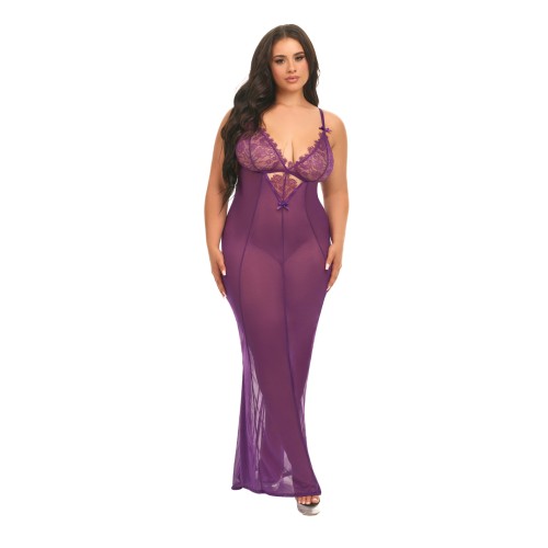 Shop Katana Mesh Lace Gown - Elegance in Purple