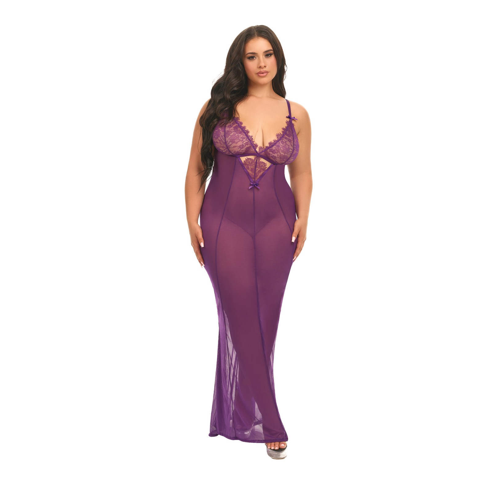 Shop Katana Mesh Lace Gown - Elegance in Purple