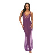 Katana Mesh Eyelash Lace Gown - Purple