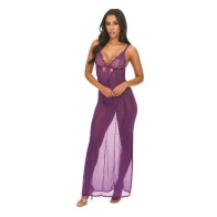 Katana Mesh Eyelash Lace Gown - Purple