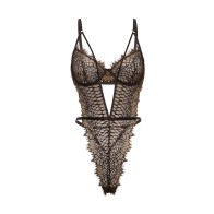 Greta Snake Eyelash Lace Teddy Black Gold