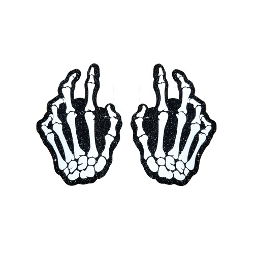 Neva Nude Holographic Skeleton Hands Pasties - White/Black