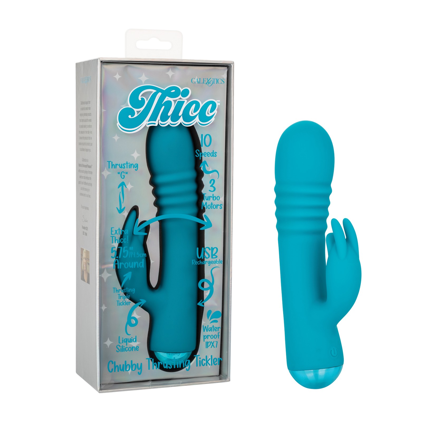 Thicc Chubby Thrusting Tickler Aqua - Premium Adult Toy