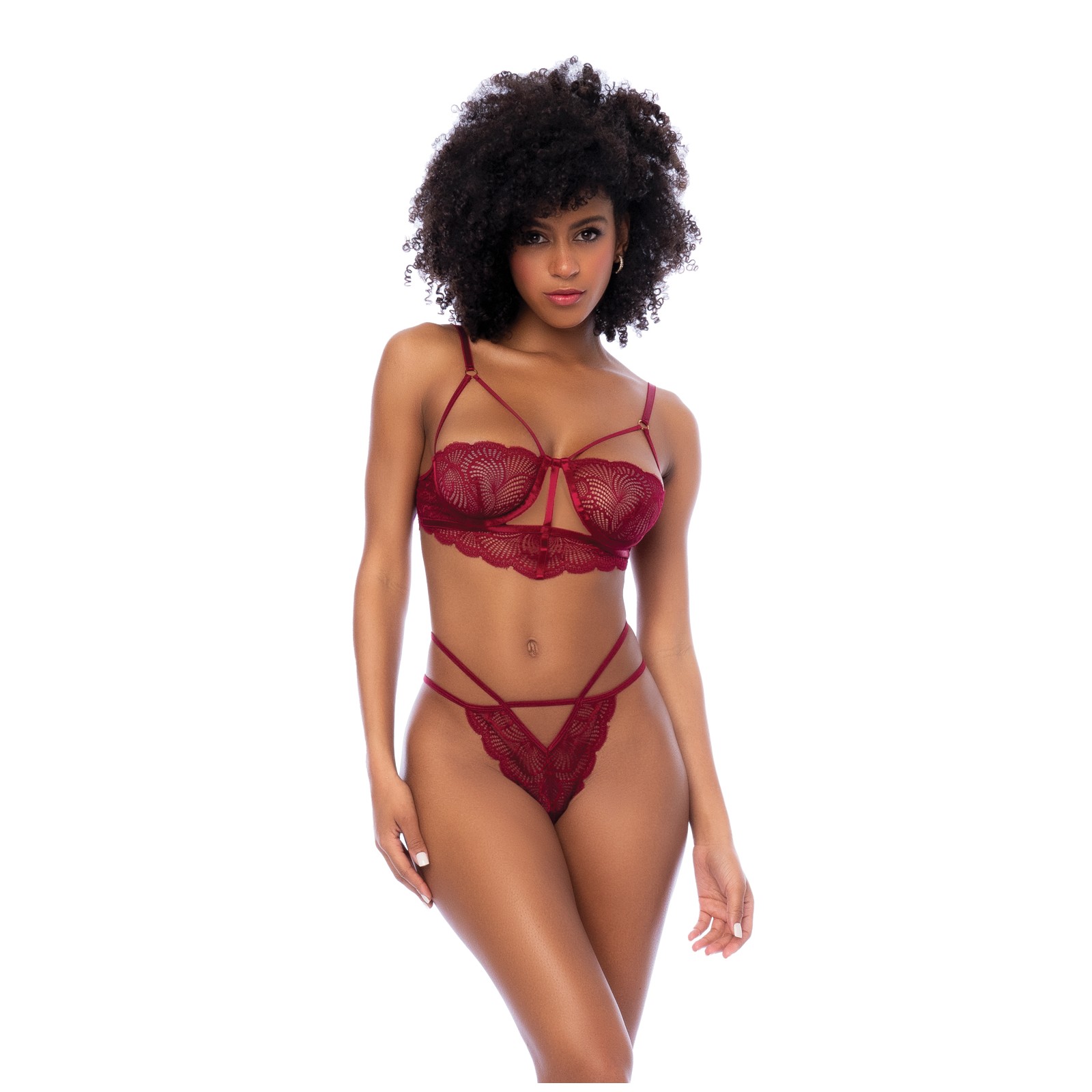 Lace Underwire Top and Thong Set Rosewood