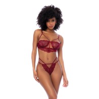 Lace Underwire Top and Thong Set Rosewood