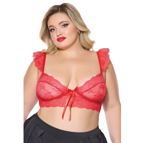 Bralette de Encaje Scallop con Copas Suaves - Rojo para Comodidad