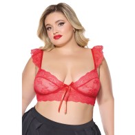 Scallop Lace Soft Cup Bralette - Red for Comfort