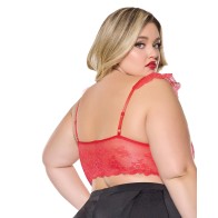 Bralette de Encaje Scallop con Copas Suaves - Rojo para Comodidad