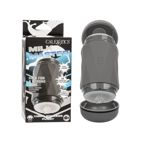 Milk Master Vibro Squeeze Pussy Stroker - Black - Customizable Pleasure