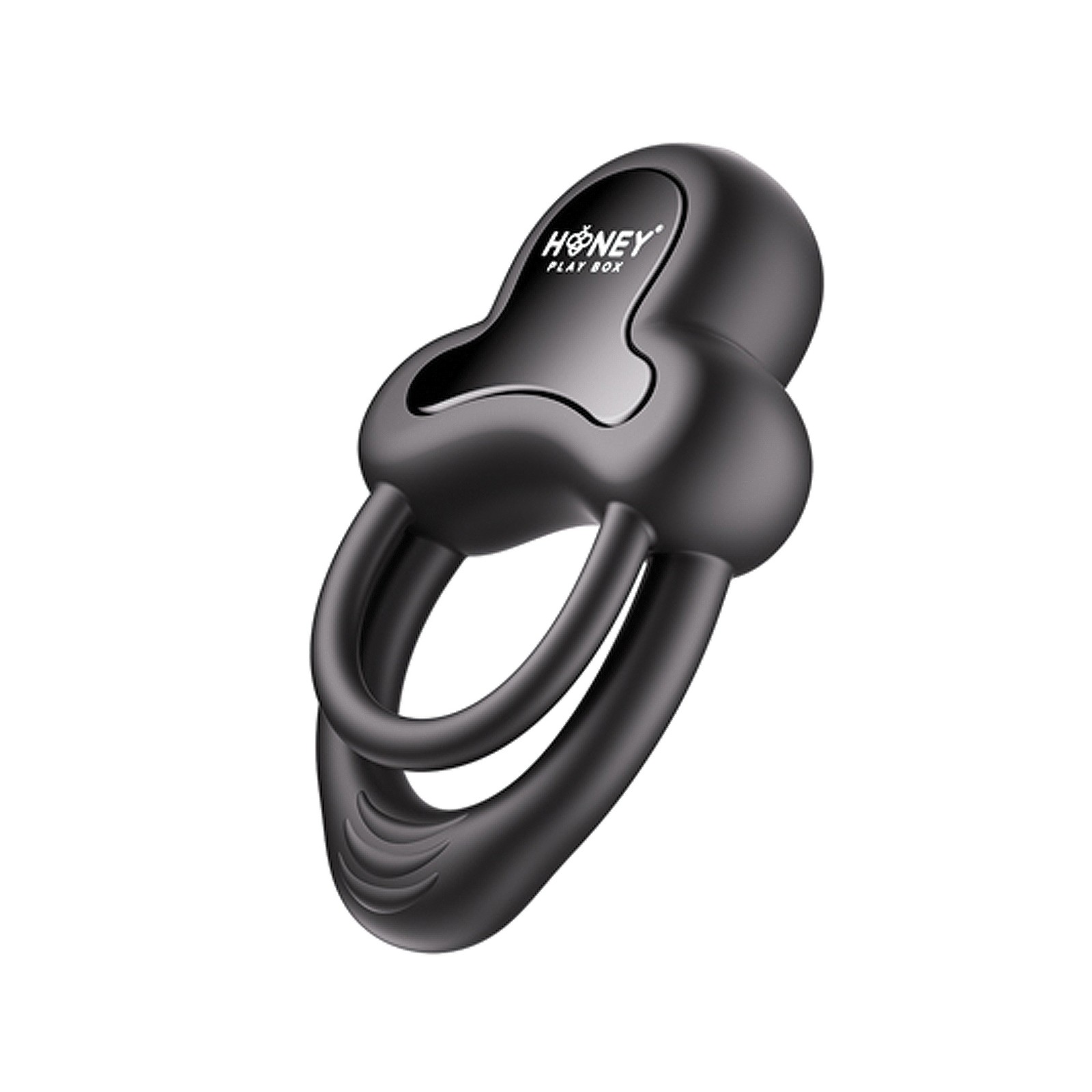 Anello Vibrating Double Cock Ring with Clitoral Stimulator - Black