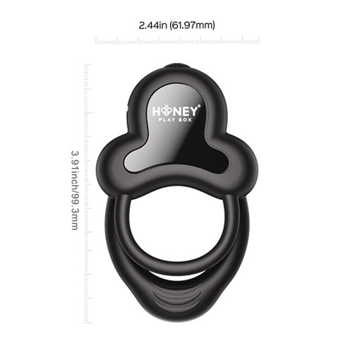 Anello Vibrating Double Cock Ring with Clitoral Stimulator - Black