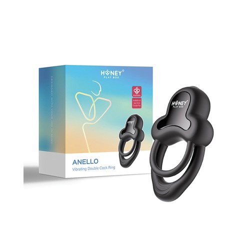 Anello Vibrating Double Cock Ring with Clitoral Stimulator - Black