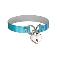 Collar Plesur con Candado en Azul Holográfico