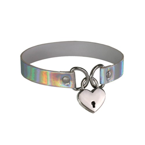 Plesur Heart Lock Collar - Holographic White