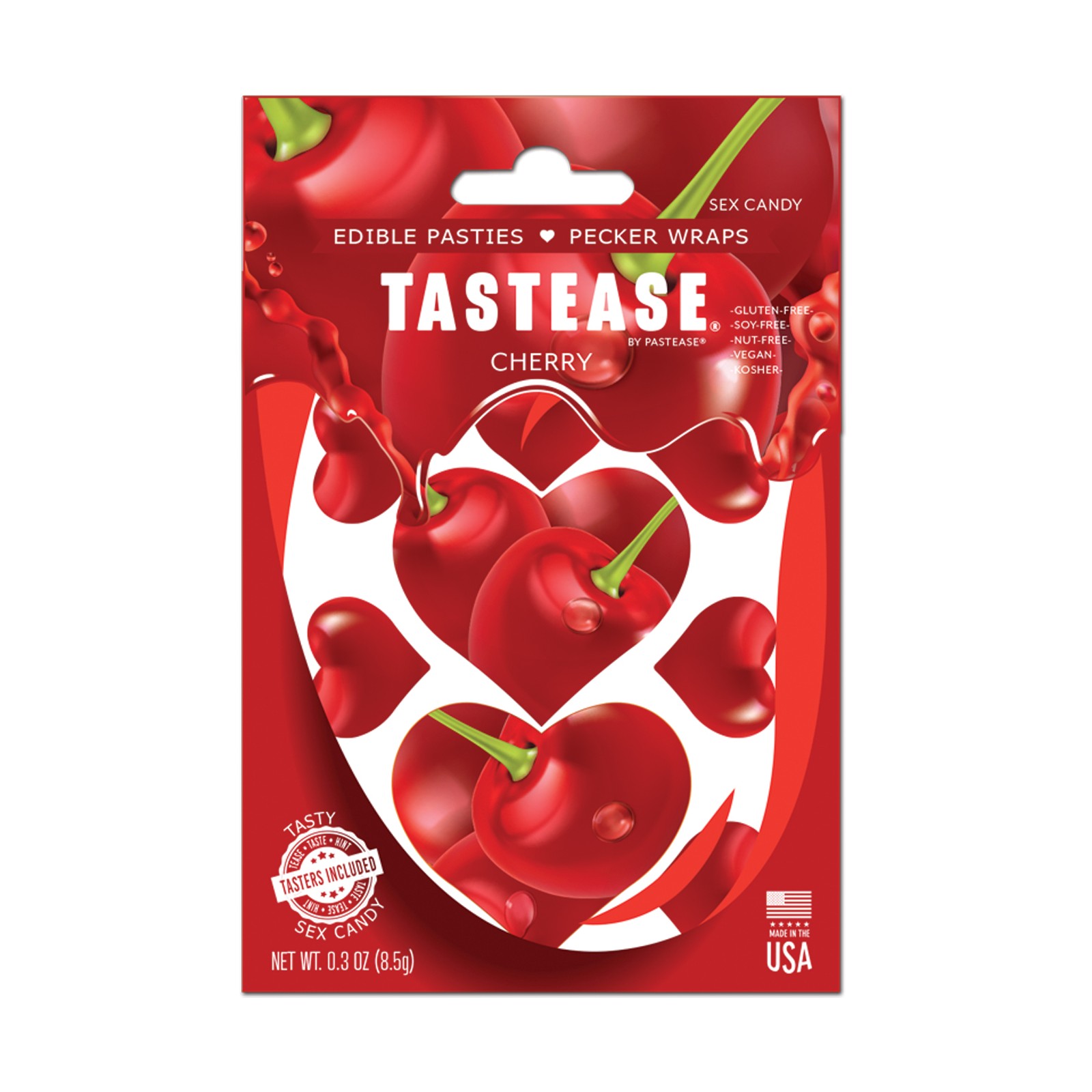 Pastease Tastease Pasties Comestibles Cereza O/S - Dulce Diversión para Adultos