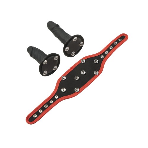 Kinky Play Box Triple Thrill Strap-On Harness Kit Black Red