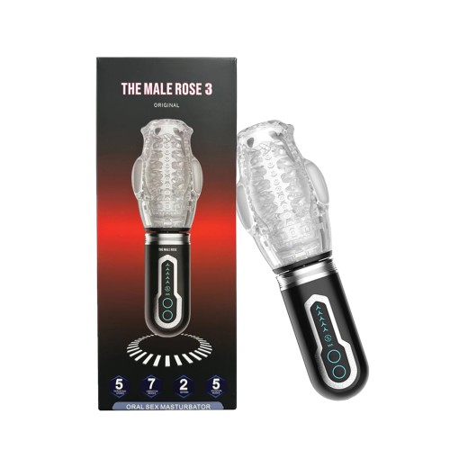 The Male Rose 3 Thrusting Rotating Vibrating Masturbator Black