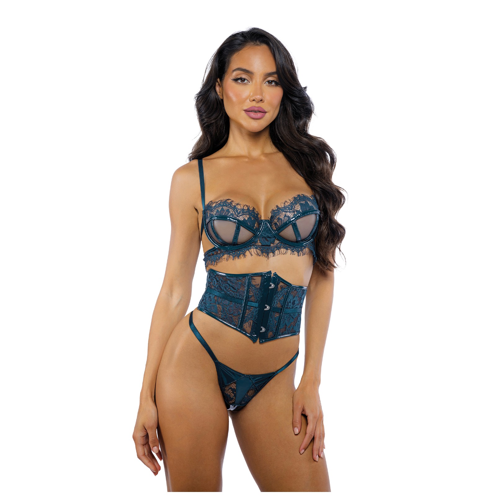 Eden Scalloped Lace Waspie Set Teal SM