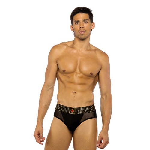 Sacred Heart Studded Briefs in Black