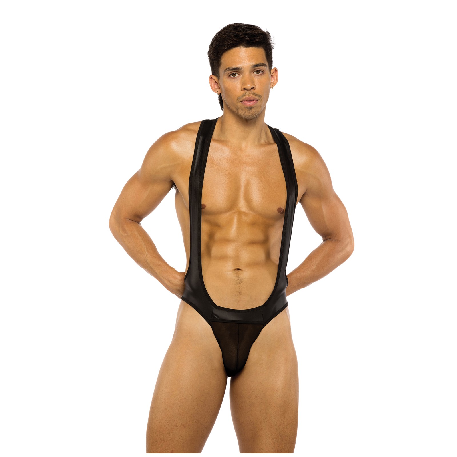 Singlet Jockstrap de Lucha para Hombres Negro