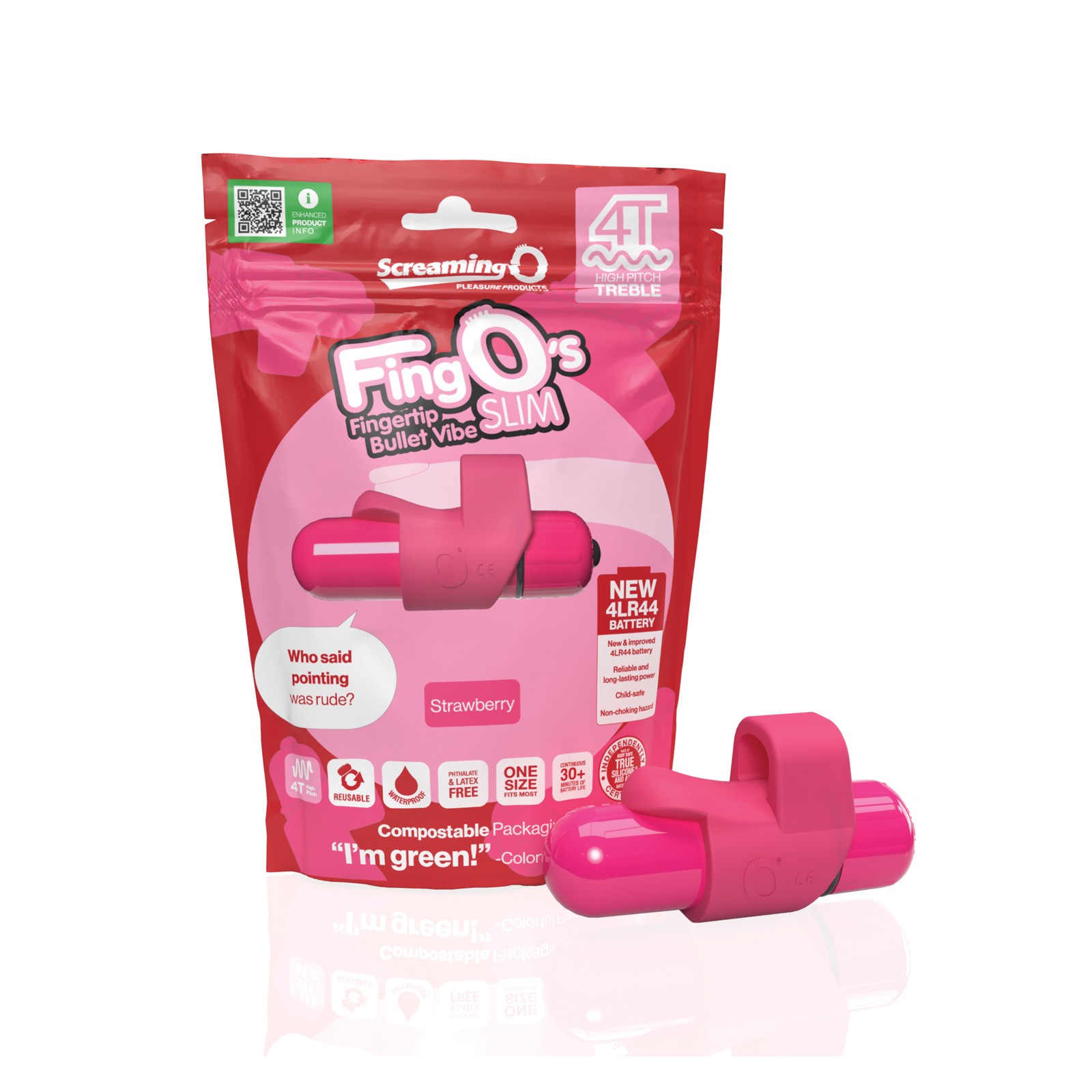 Screaming O 4T FingO Slim Strawberry Vibrator