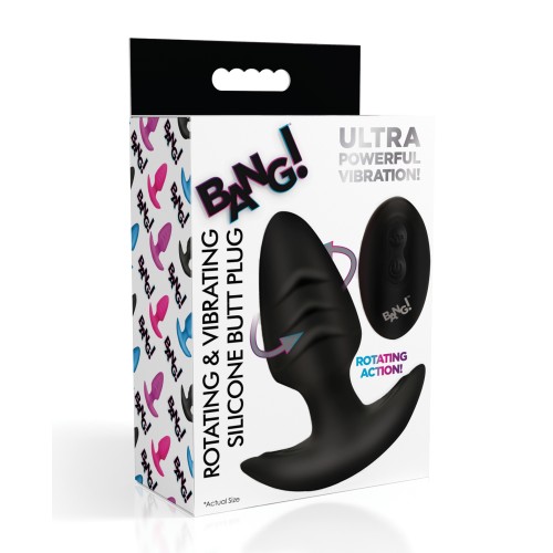 Bang! Rotating & Vibrating Butt Plug w/Remote - Black