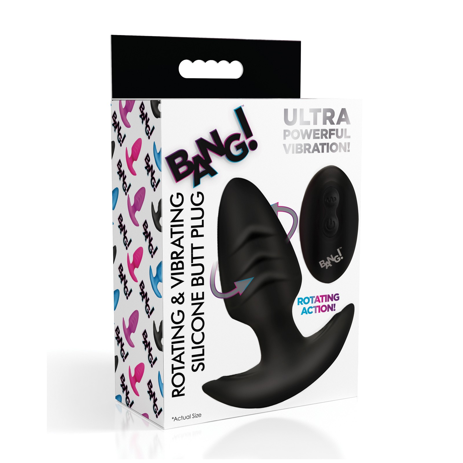 Bang! Plug Anal Rotatorio y Vibrante con Control Remoto - Negro