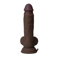 Shaft Flexskin Liquid Silicone 7.5 inches Vibrating Dong Mahogany