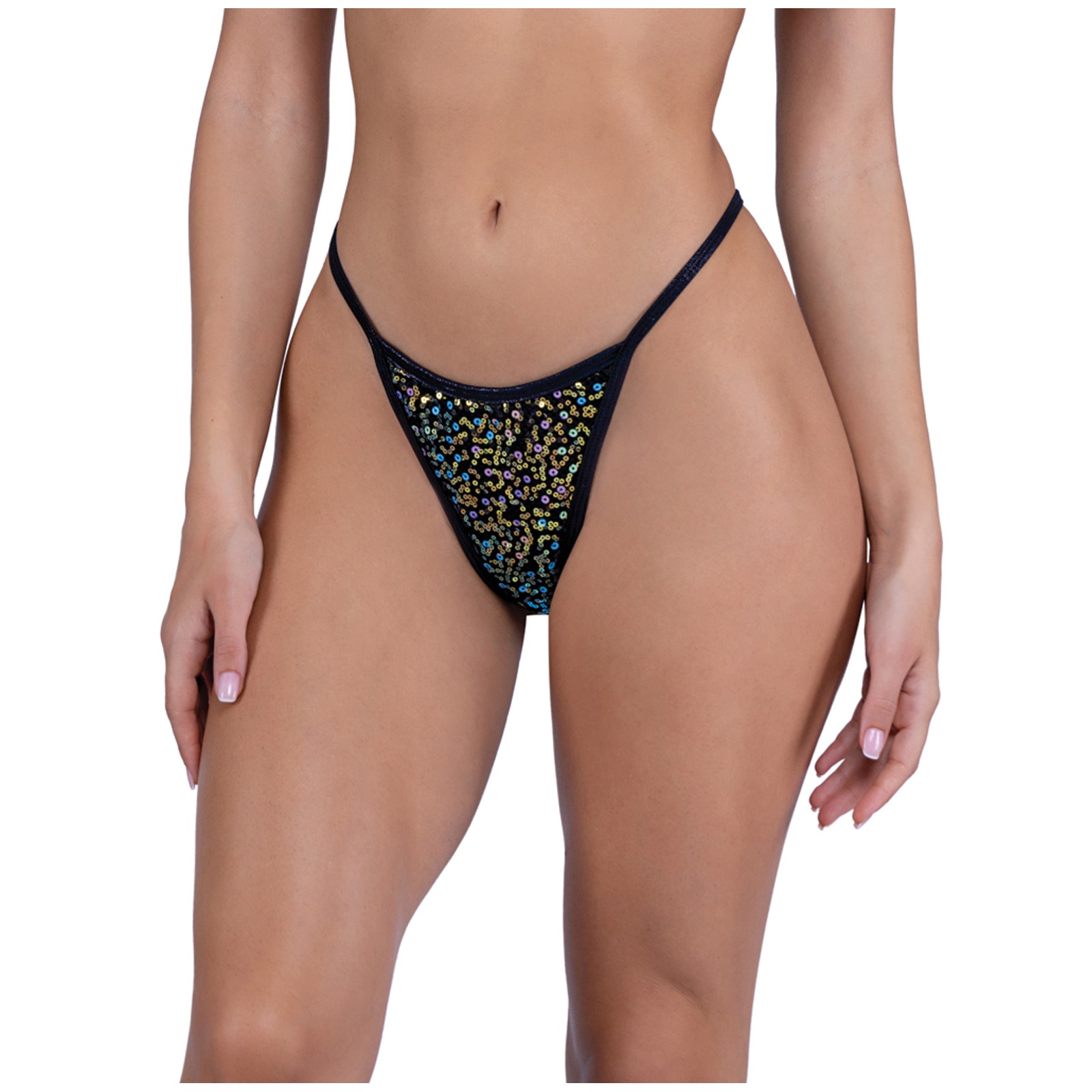 Sequin Fishnet Bottom with Puckered Back - Black/Multi M/L