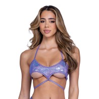 Lavender Shimmer Underboob Cutout Top for a Daring Look