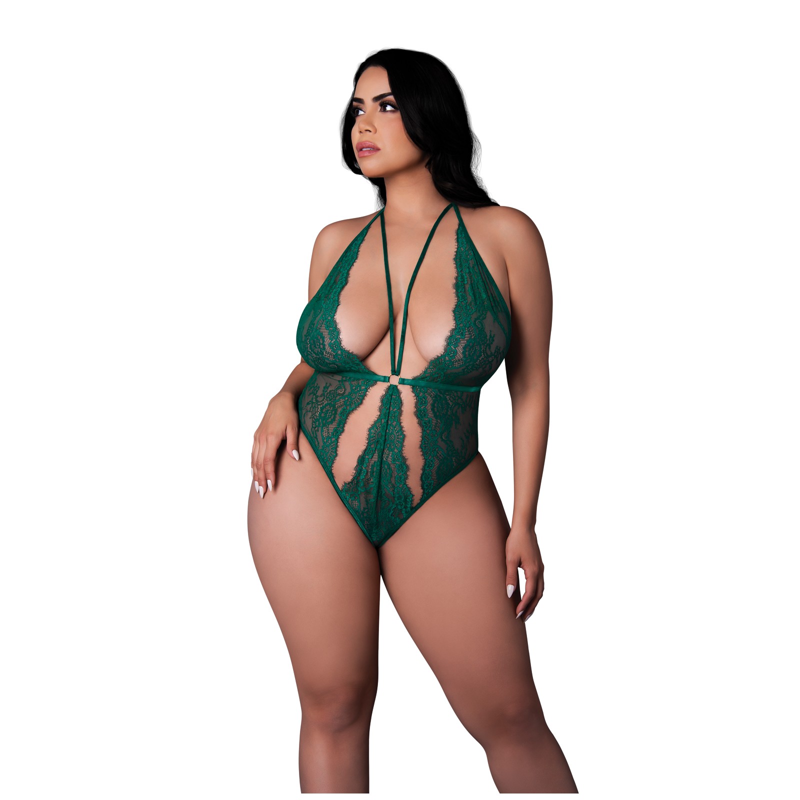 Evermore Lace Plunge Teddy - Emerald QN