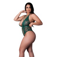 Evermore Lace Plunge Teddy - Emerald QN