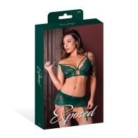 Evermore Bralette & Garter Set - Emerald L/XL