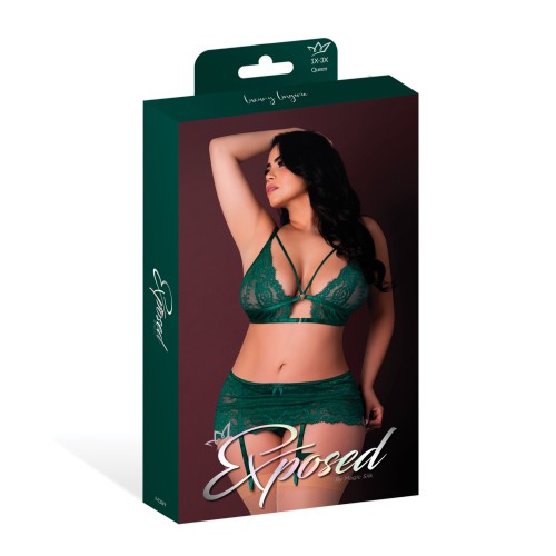 Emerald Bralette and Garter Set for Elegant Seduction