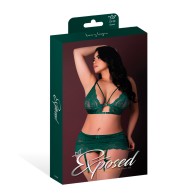 Emerald Bralette and Garter Set for Elegant Seduction