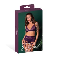 Leather and Lace Bralette Set Plum L/XL