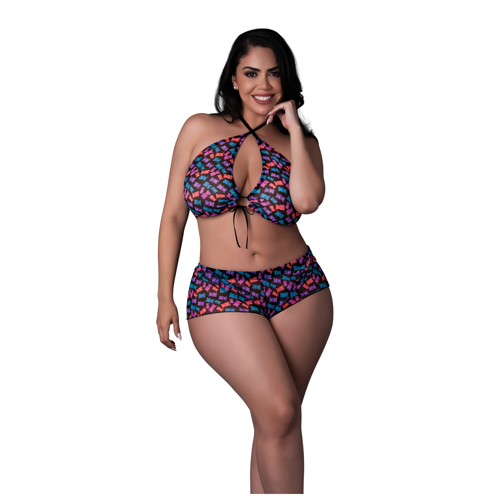 Conjunto Halter y Short Gummy Bear Hazy Dayz Reflectante Multi QN