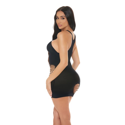 Pink Lipstick Heart Rate Bodystocking Dress Black