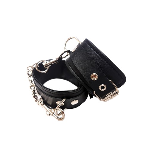 Rouge Fetish Vegan Leather Wrist Cuffs Black