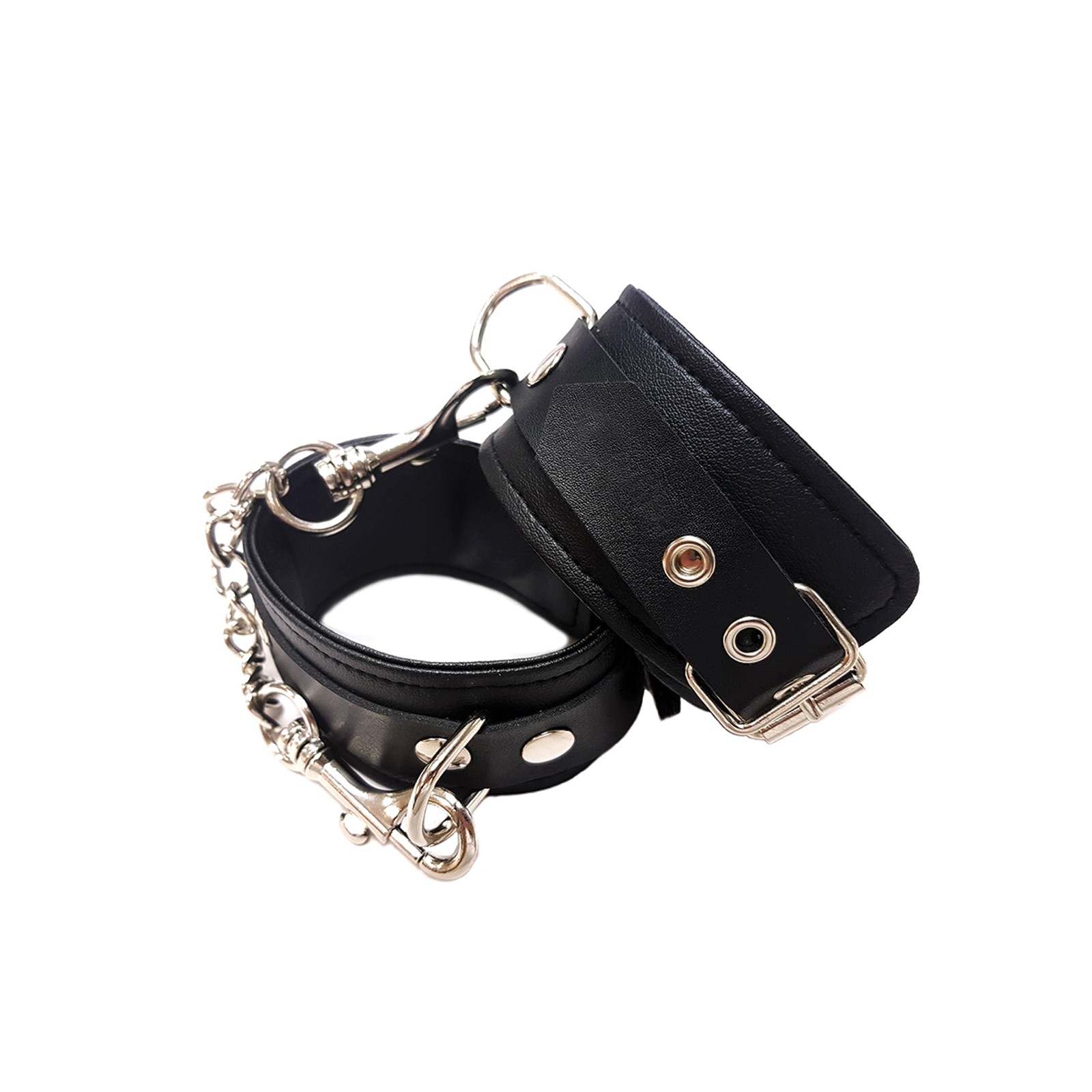 Rouge Fetish Vegan Leather Wrist Cuffs Black