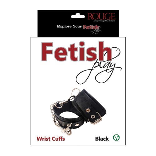 Rouge Fetish Vegan Leather Wrist Cuffs Black