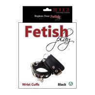 Rouge Fetish Vegan Leather Wrist Cuffs Black