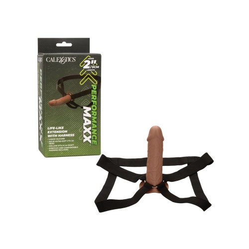 Performance Maxx Life-Like Penis Extension with Harness - Brown