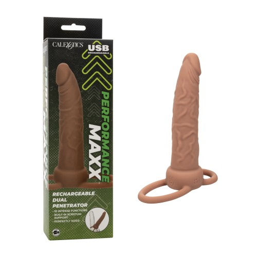 Performance Maxx Rechargeable Dual Vibrator - Brown