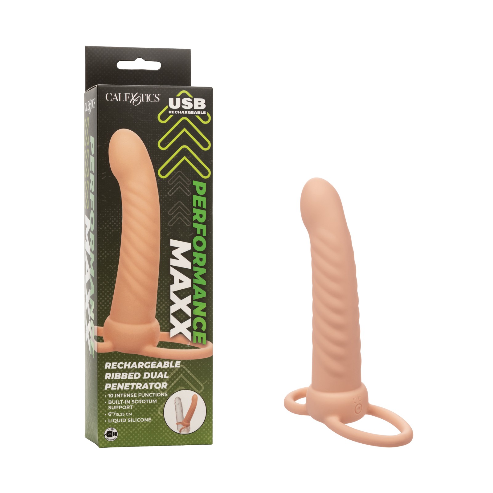 Performance Maxx Rechargeable Ribbed Dual Penetrator Ivory