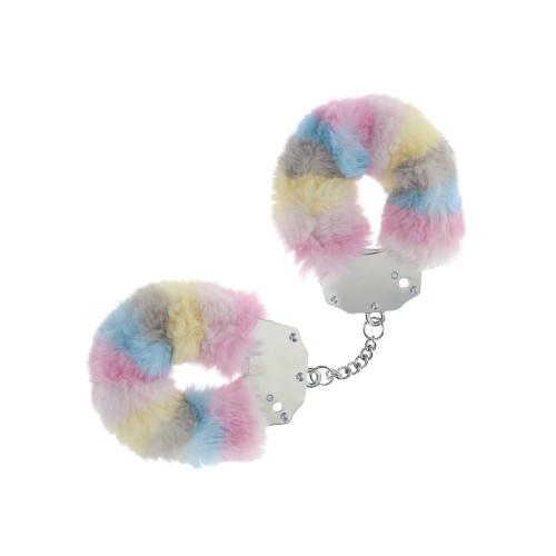 Shots Ouch Heavy Duty Fluffy Handcuffs Powder Rainbow