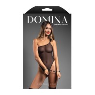 Domina One Shoulder Sheer Mesh Teddy Black L/XL