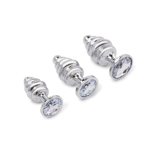 Gemsations Silver Ripple Bling Butt Plug Training Set