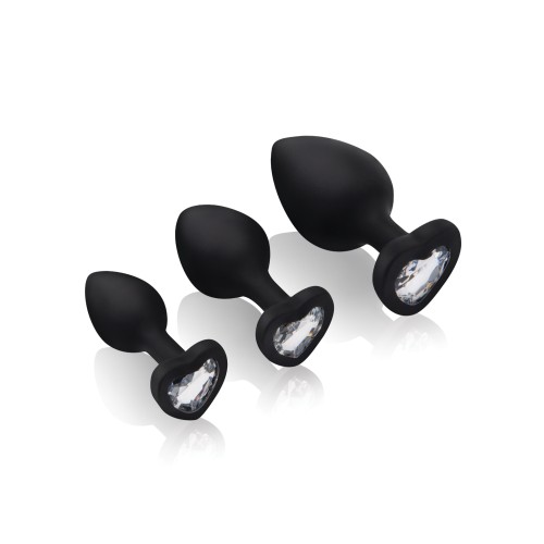 Gemsations Heart Butt Plug Training Set Black