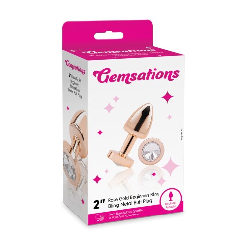 Gemsations 2 Inch Bling Bling Metal Butt Plug - Rose Gold